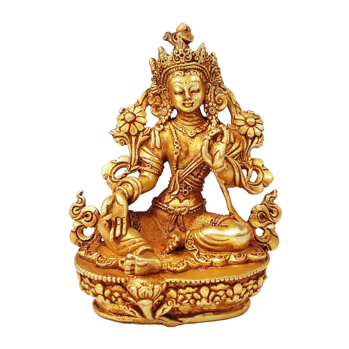 Green Tara Statue Gold Plated 3.5"