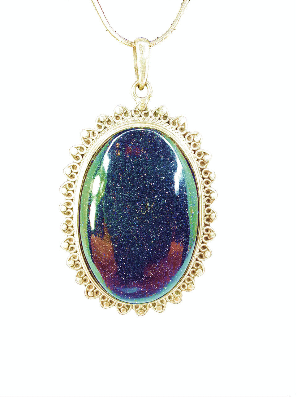 Oval Sunstar Pendant , .925