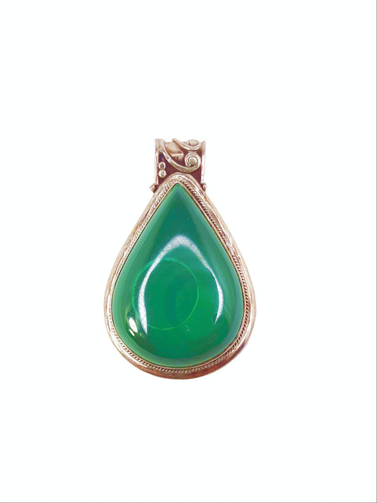 Malachite Teardrop Pendant Sterling 1.25"