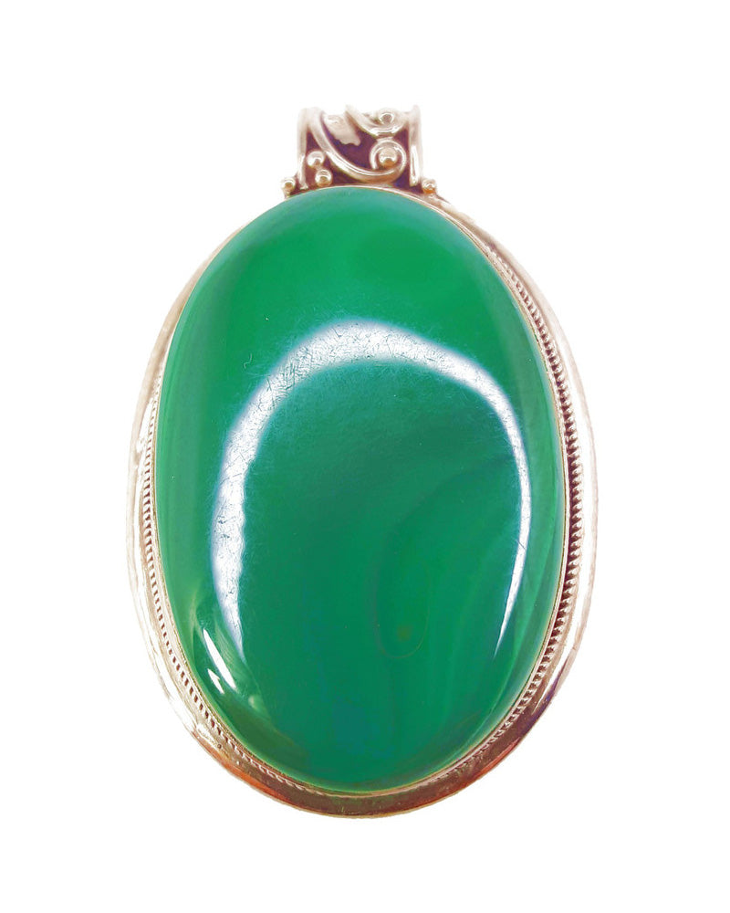 Malachite Oval Pendant .925 Silver 1.25"