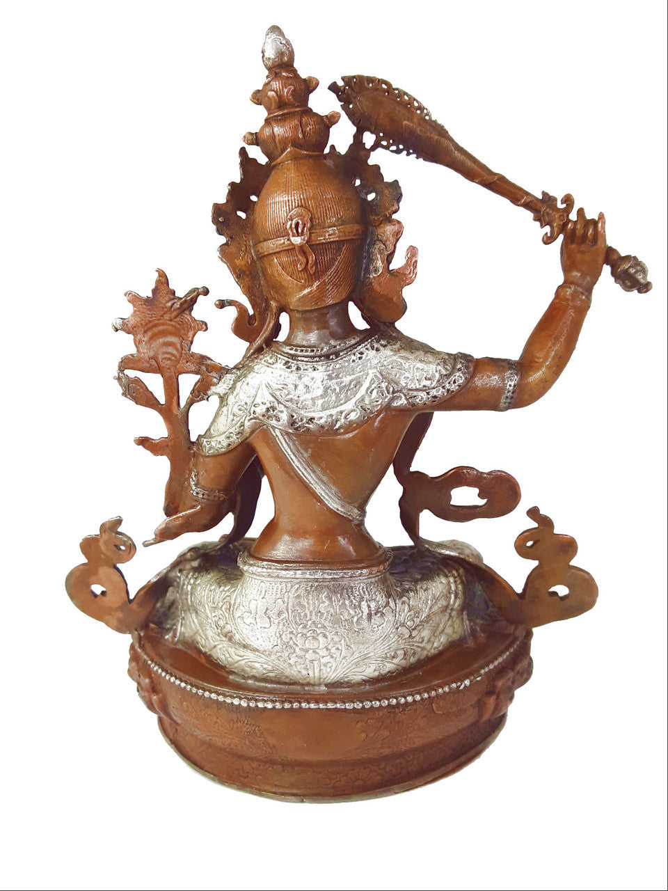 Copper with Silver Manjushri Statue, 3.75"