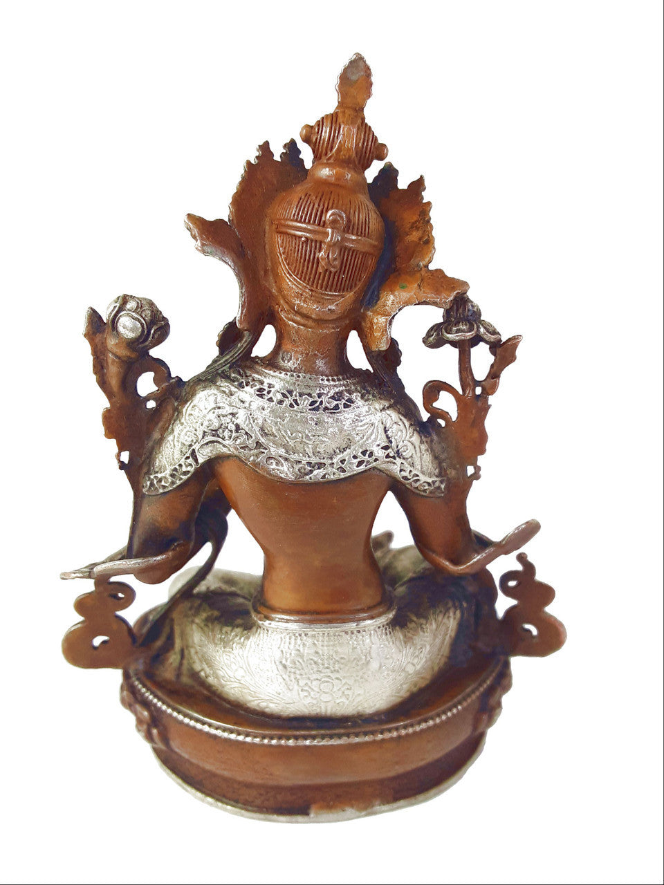 Copper with Silver Green Tara Statue, 3.75"