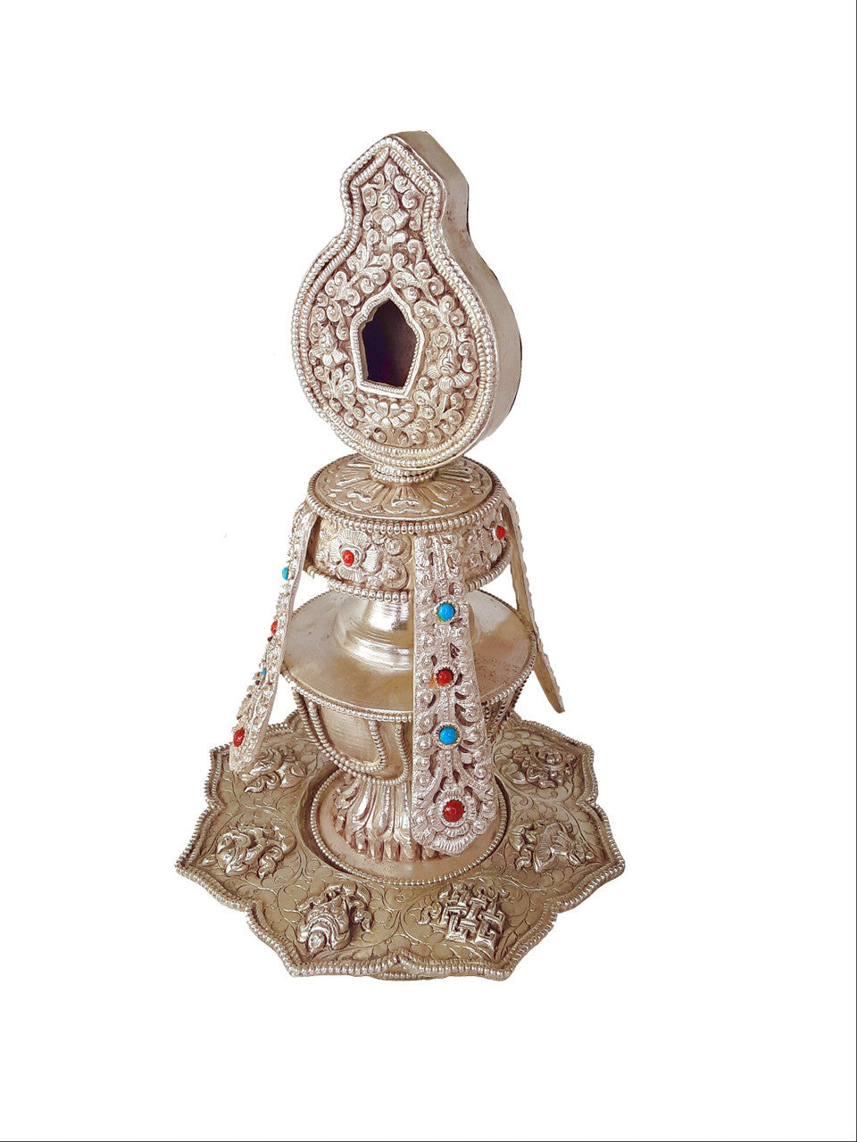 Tsebum (Long Life Vase), Silver-Plated Copper
