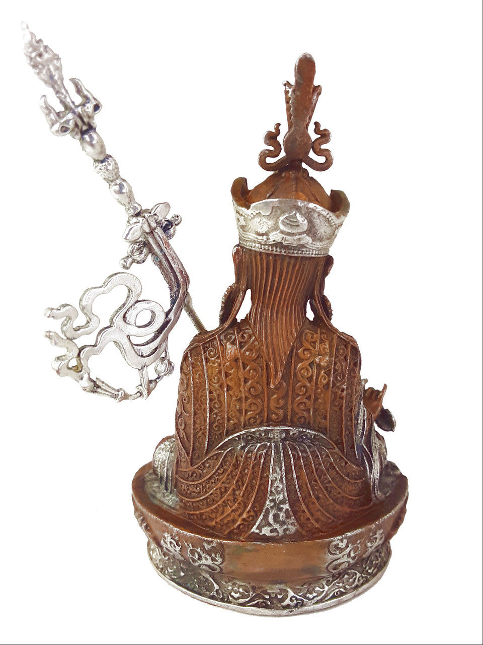 Copper with Silver Guru Rinpoche Statue, 3.75"
