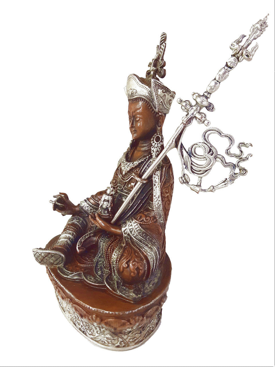 Copper with Silver Guru Rinpoche Statue, 3.75"