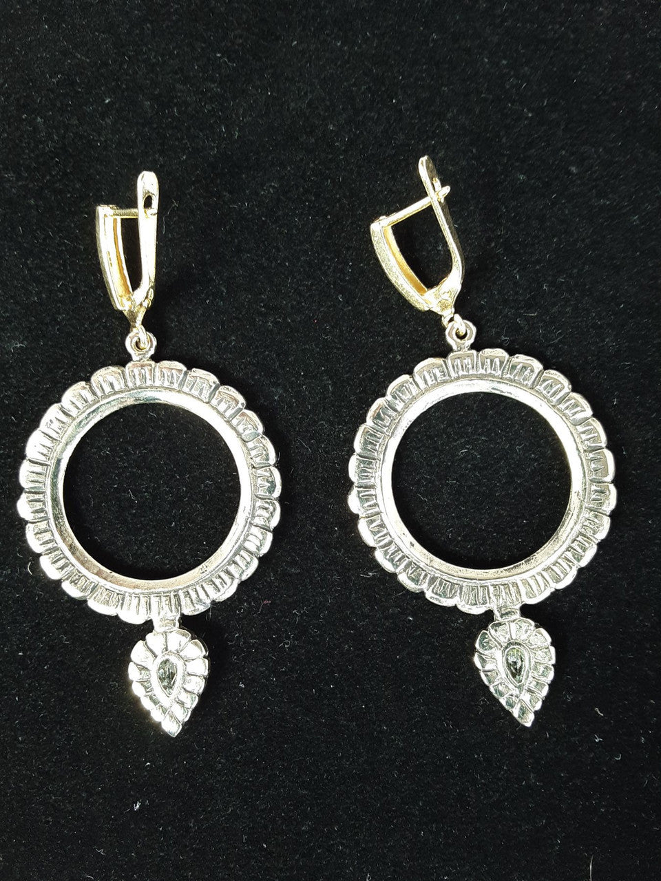 Yellow Gem Silver Dakini Earrings, 1.15"