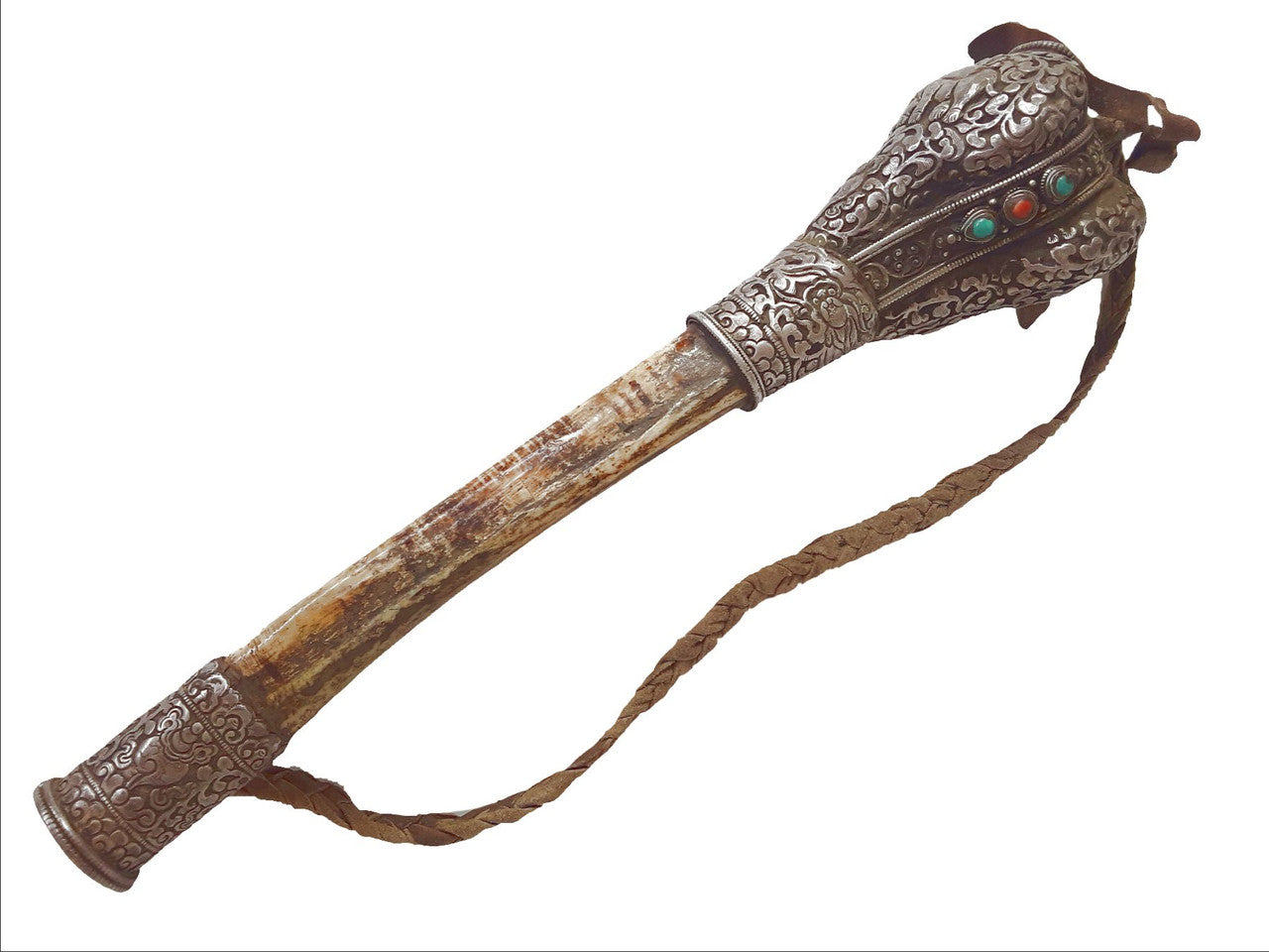 Antique Silver Inlaid Bone Kangling