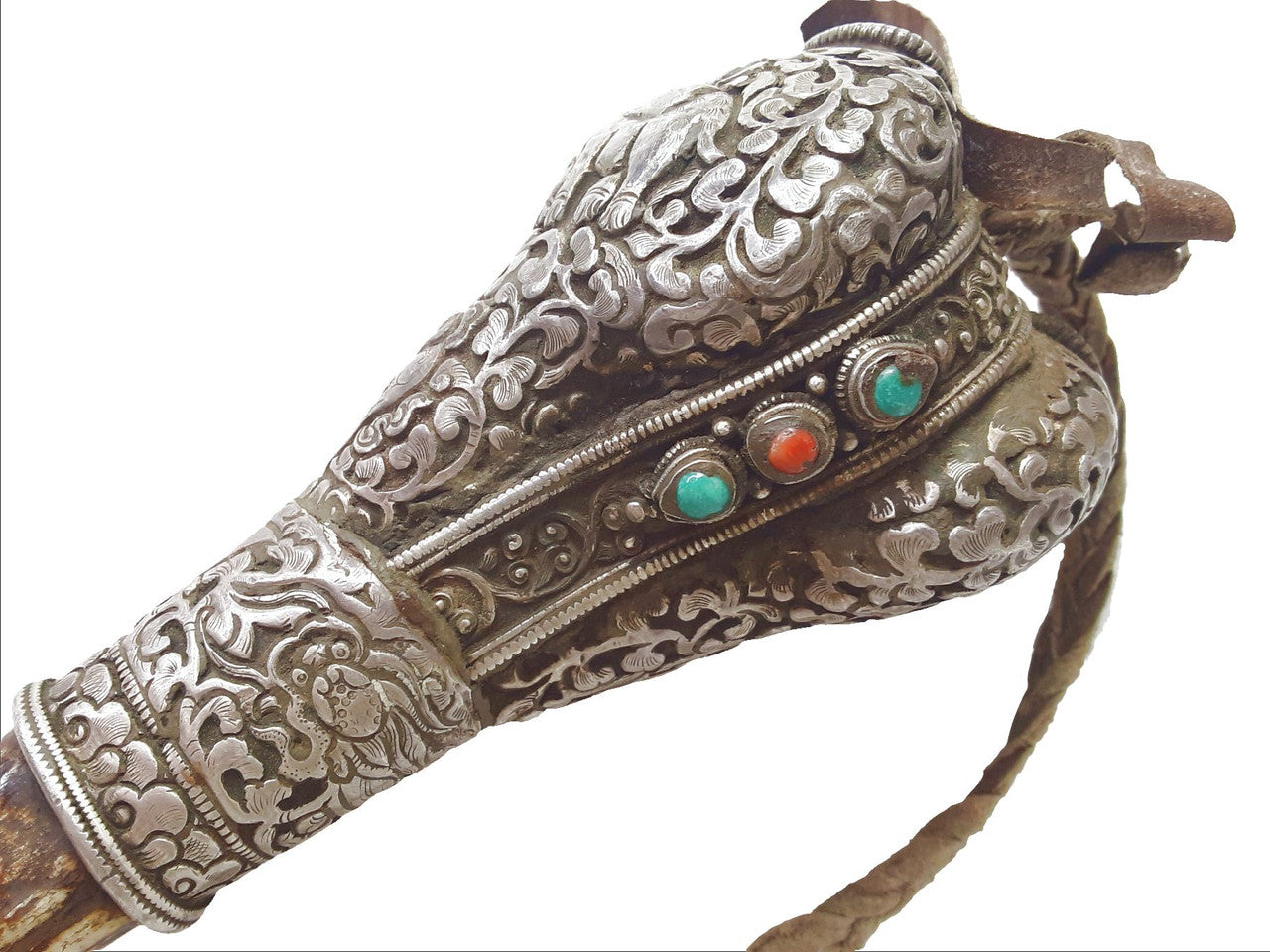 Antique Silver Inlaid Bone Kangling