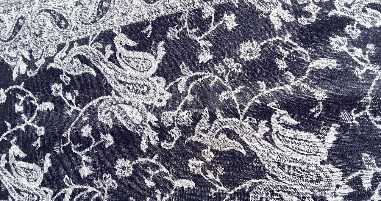 Black & White Paisley Pashmina Shawl