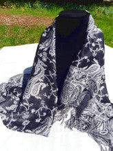 Black & White Paisley Pashmina Shawl