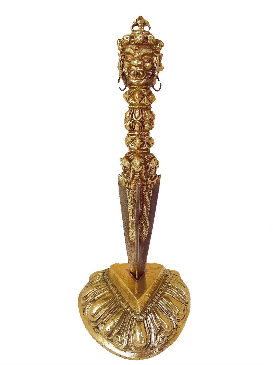 Brass Vajratop Phurba, 5"