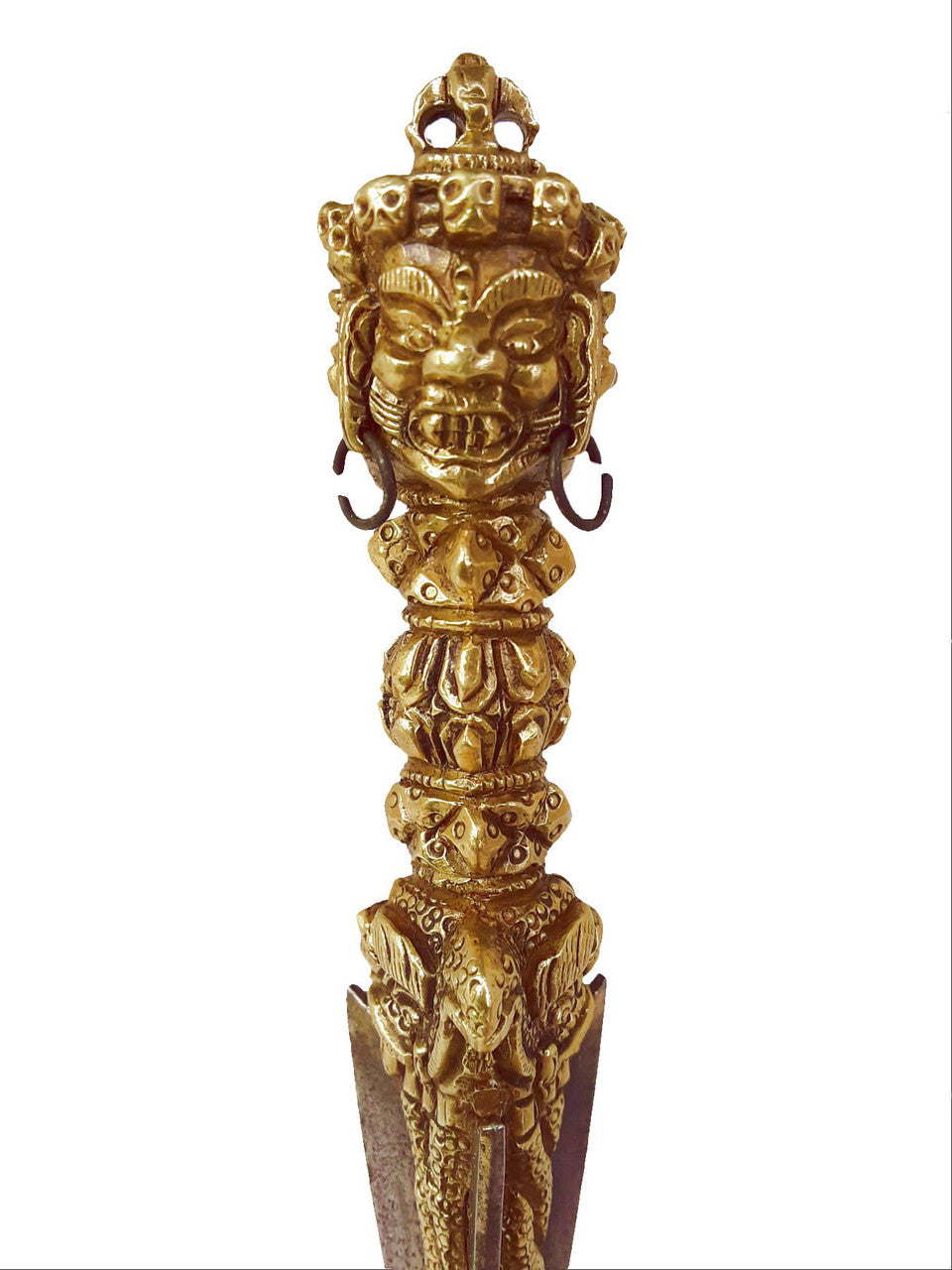 Brass Vajratop Phurba, 5"