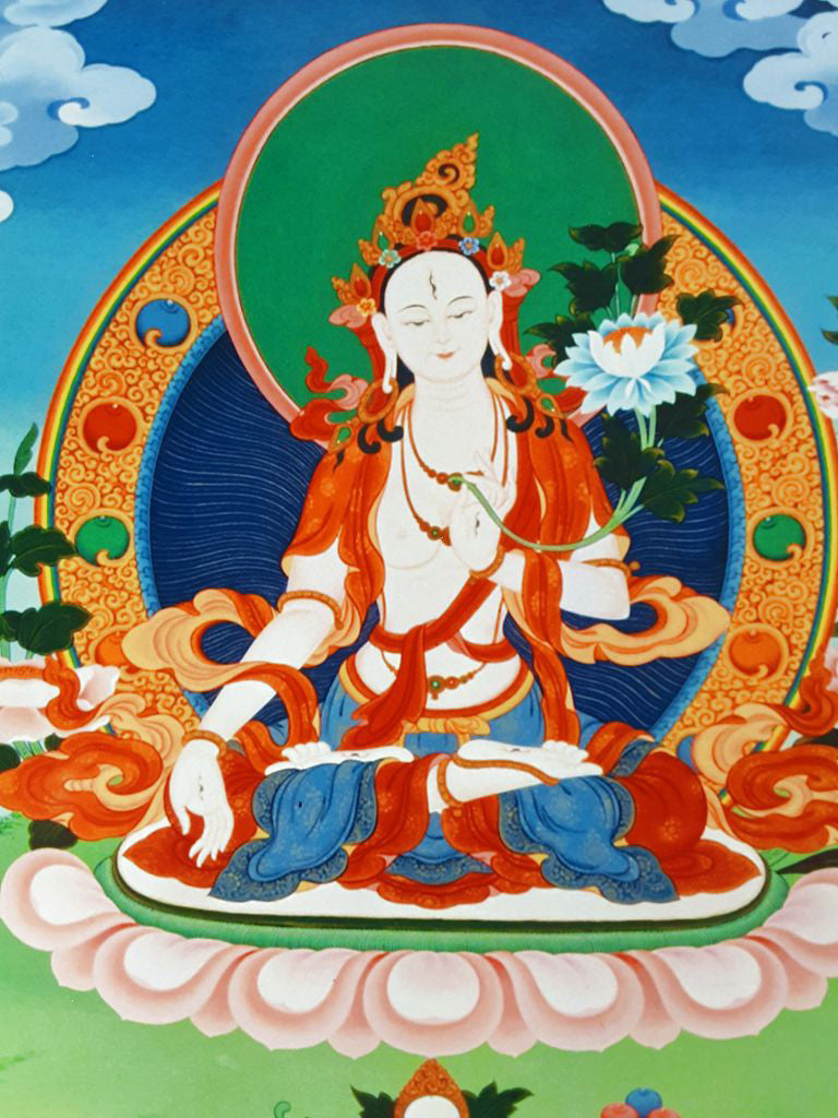 White Tara Deity Card Print 2, by Kumar Lama