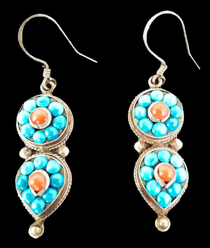 Coral and Turquoise Earrings