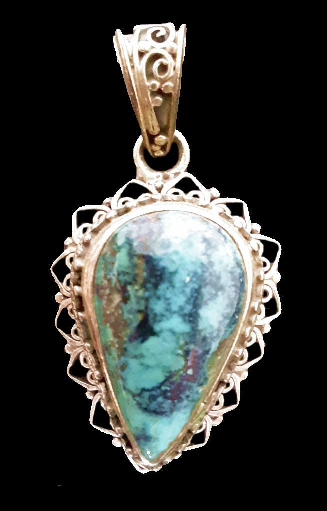 Turquoise Silver Teardrop Pendant