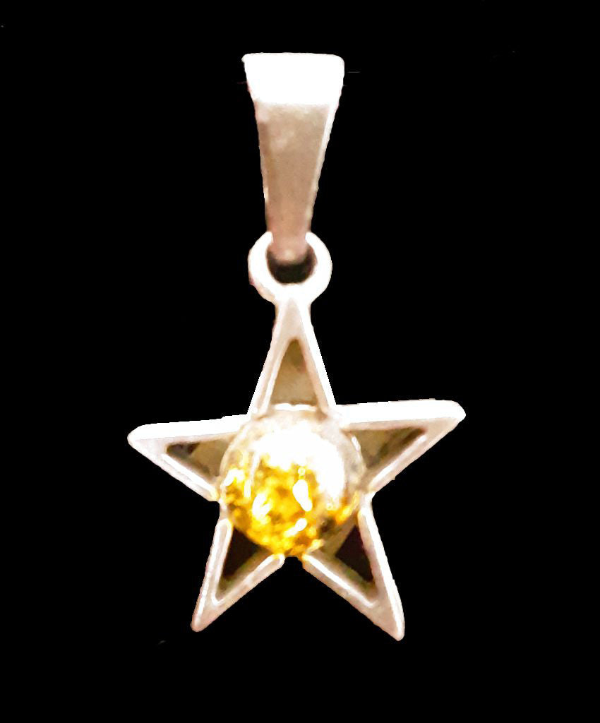 Green Amber Star Pendant