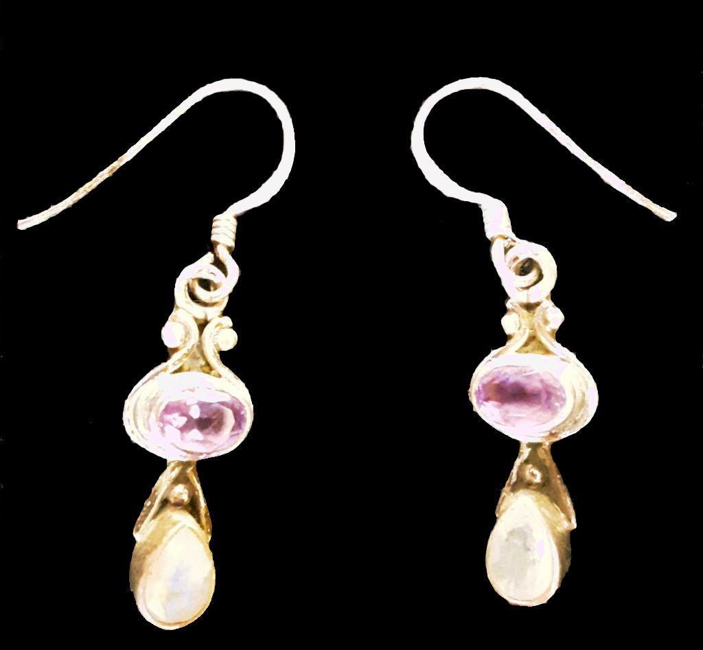 Amethyst and Moonstone Earrings