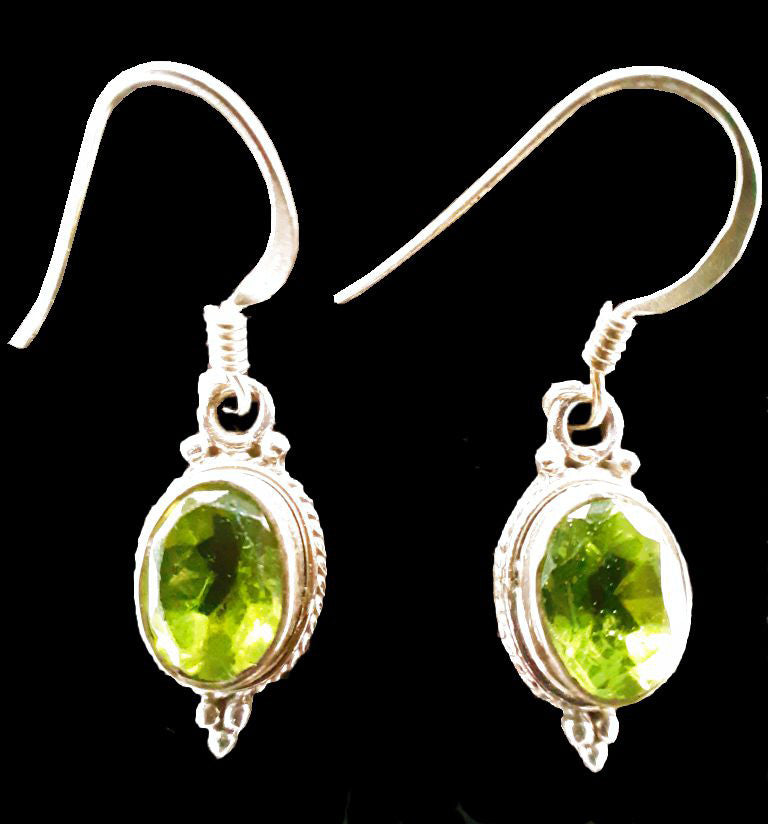 Peridot Faceted Dot Pattern Earrings