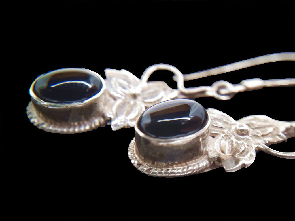 Silver Onyx Earrings