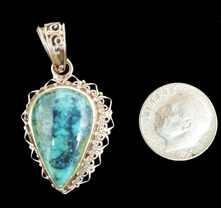 Turquoise Silver Teardrop Pendant