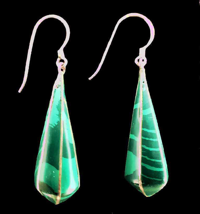 Malachite Silver Earrings