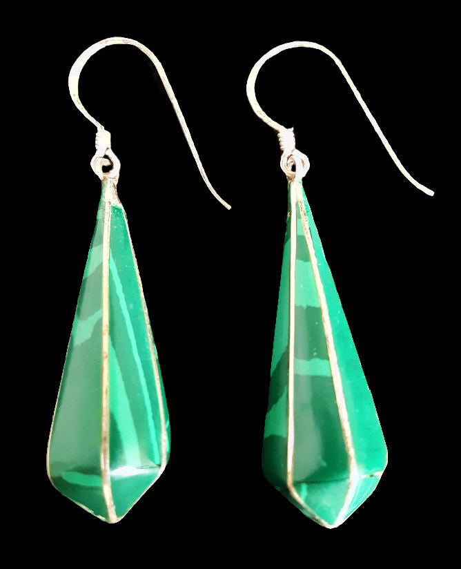 Malachite Silver Earrings