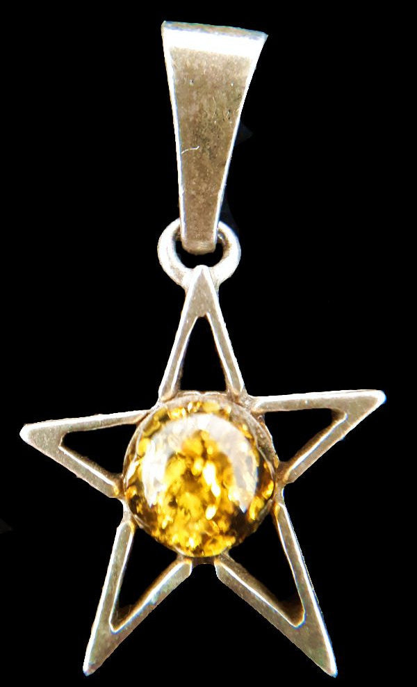 Green Amber Star Pendant