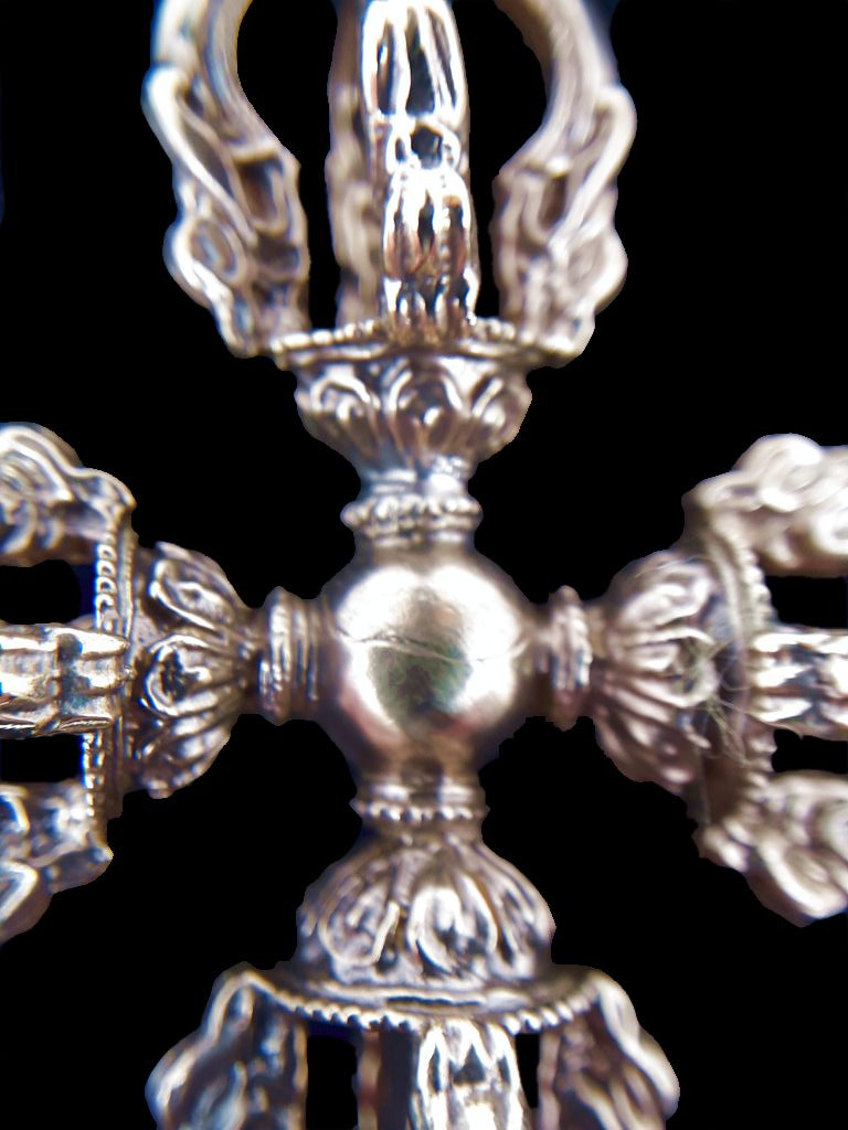 Large Double Dorje Silver Pendant by Natsog Dorje