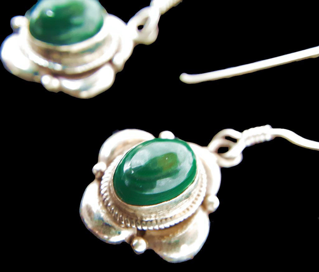 Silver Malachite Earrings
