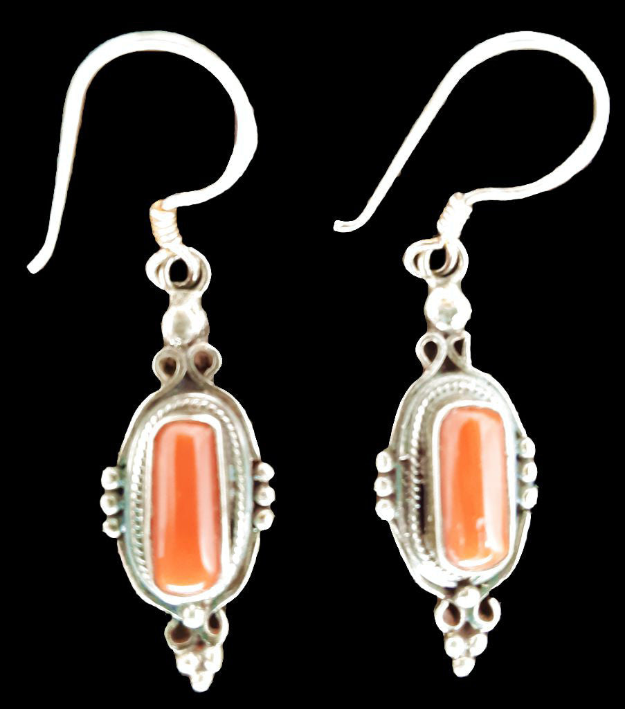 Silver Coral Earrings