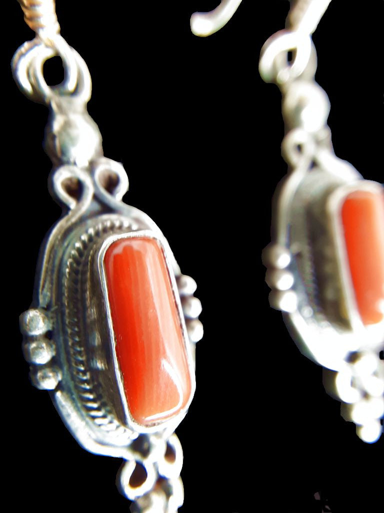 Silver Coral Earrings