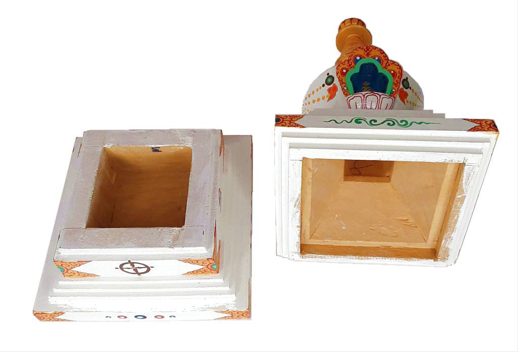 Hand-Painted Wood Stupa