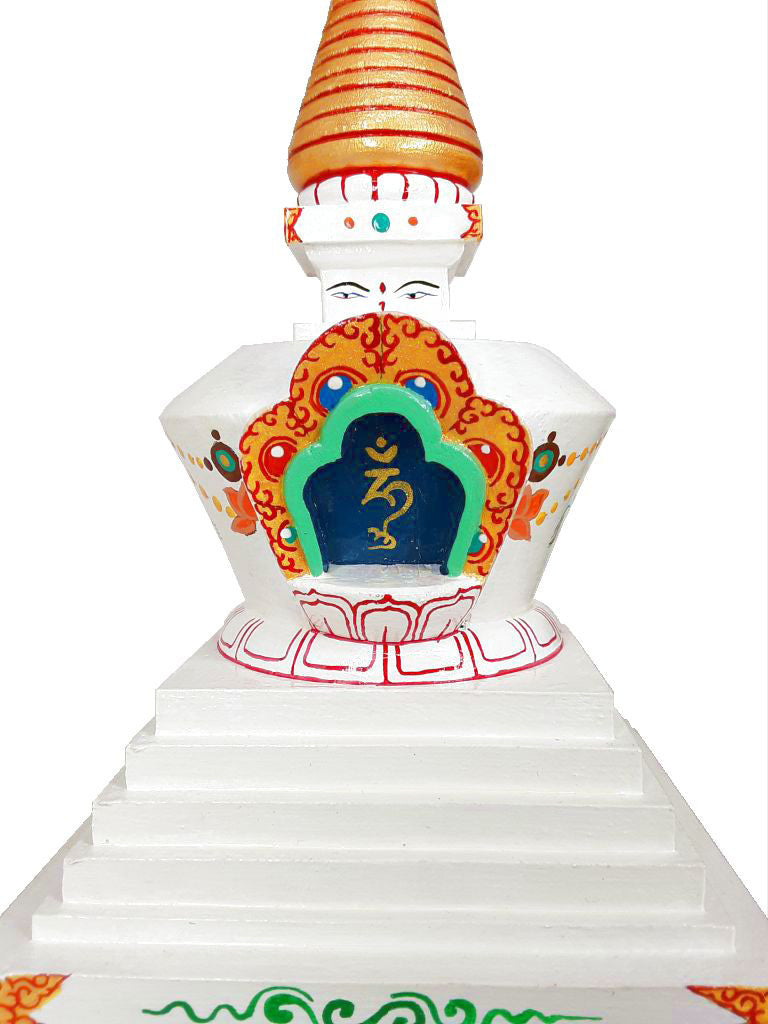 Hand-Painted Wood Stupa