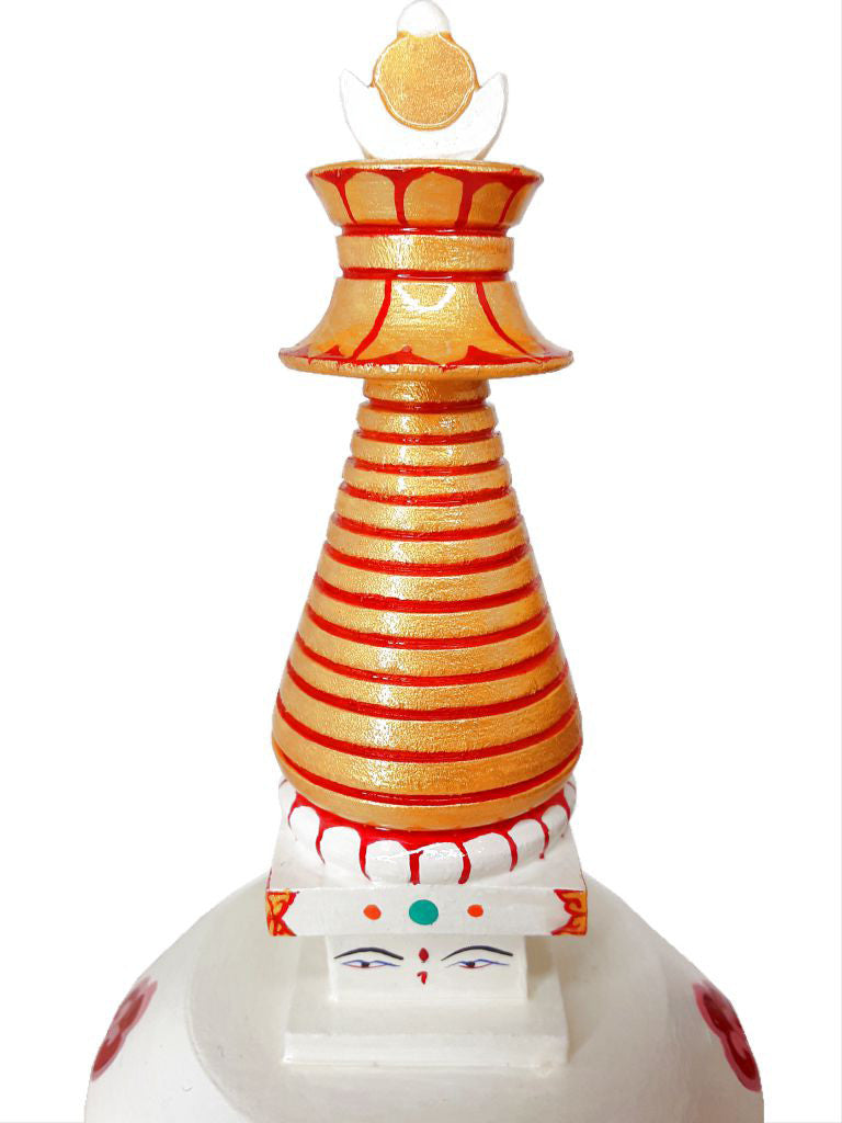 Hand-Painted Wood Stupa