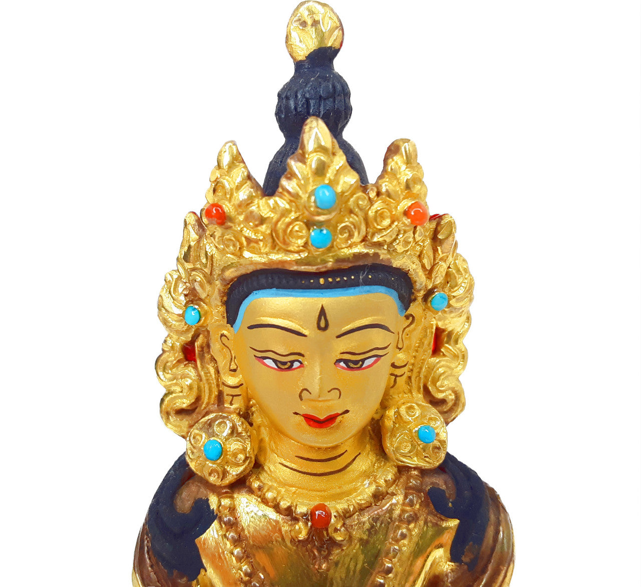 Amitayus Statue Gold-Plated, 4"