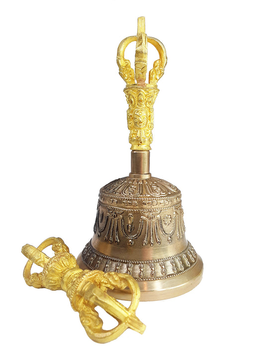 Bell & Dorje w/ Case, 5 prong 6" (light color bell)