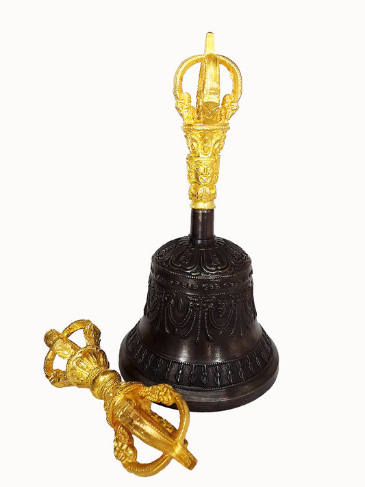 Bell & Dorje w/ Case, 5 prong 7" (dark color bell)