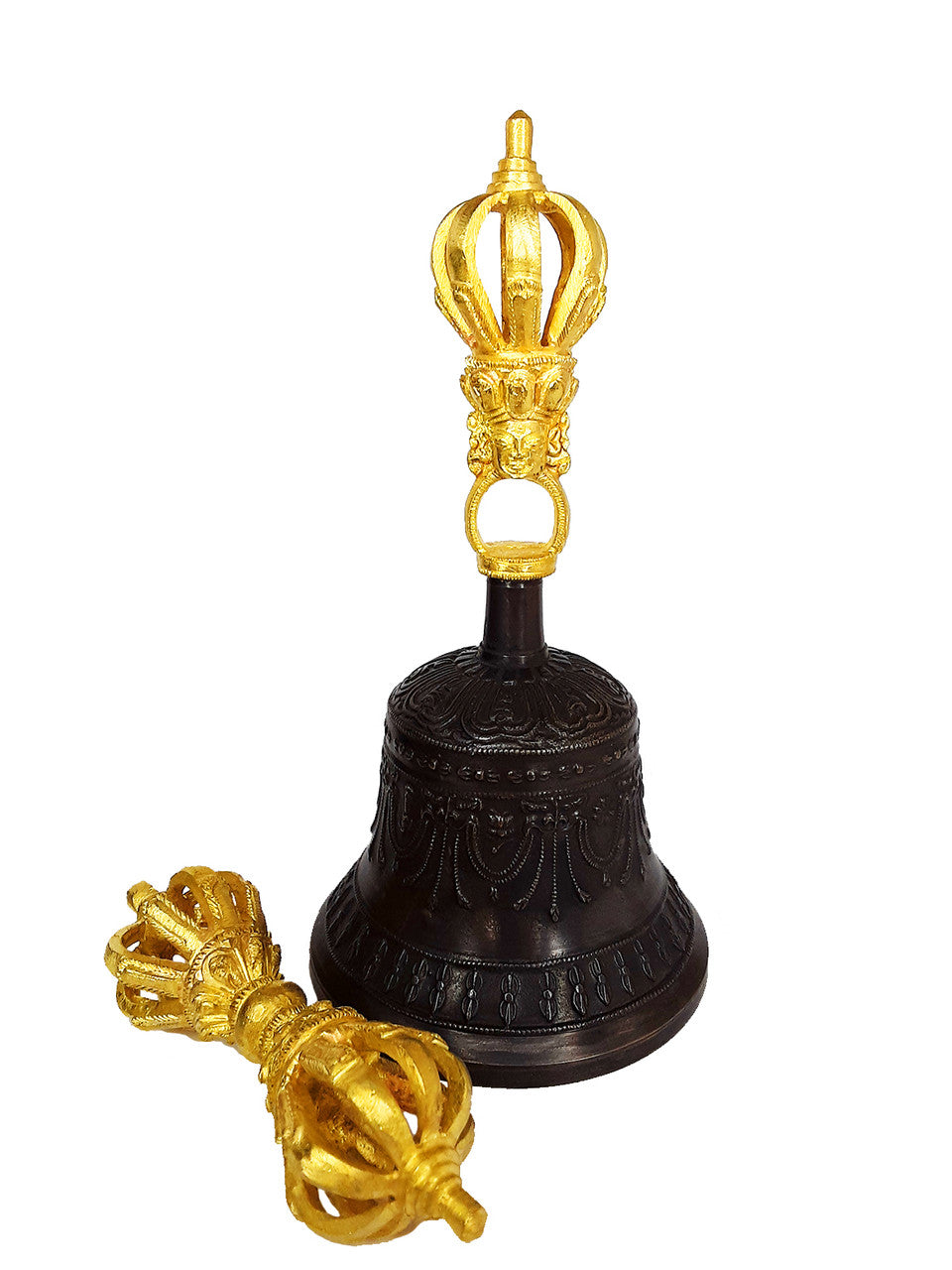 Bell & Dorje w/ Case, 9 prong 7" (dark color bell)