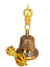 Bell & Dorje w/ Case, 9 prong 7" (Light color bell)
