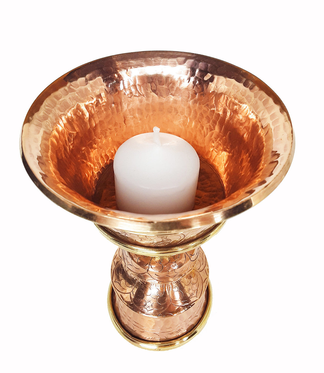 Copper and Brass Butter Lamp, 6"
