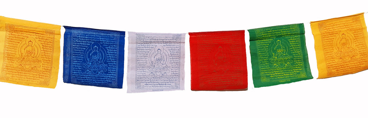 Medicine Buddha Prayer Flag, 8"x10"