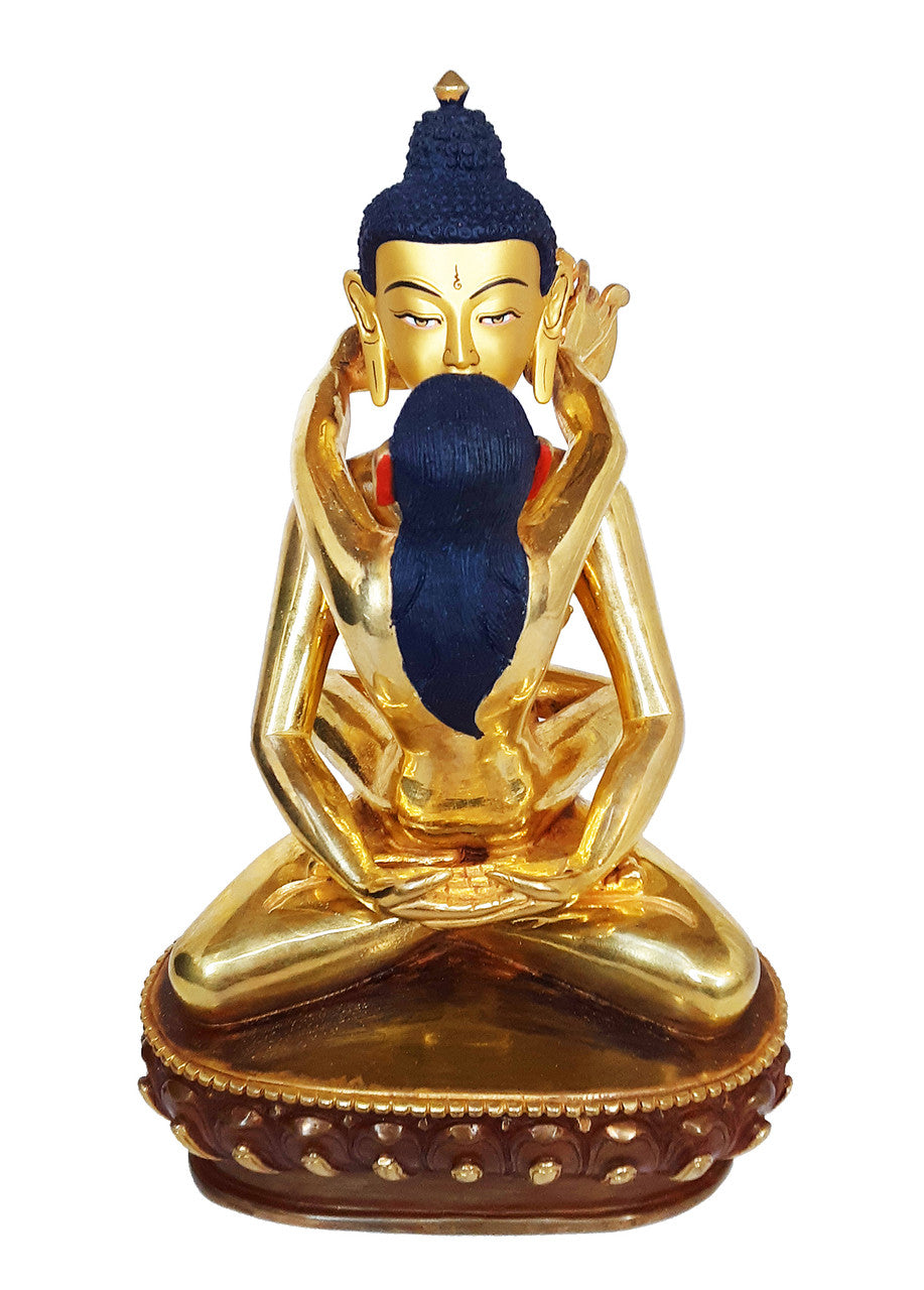 Gold Plated Kunzang Yabyum (Kuntuzangpo/Kuntuzangmo) Statue, 8"