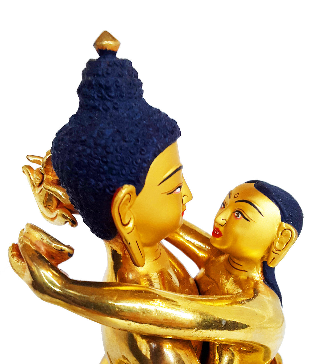 Gold Plated Kunzang Yabyum (Kuntuzangpo/Kuntuzangmo) Statue, 8"