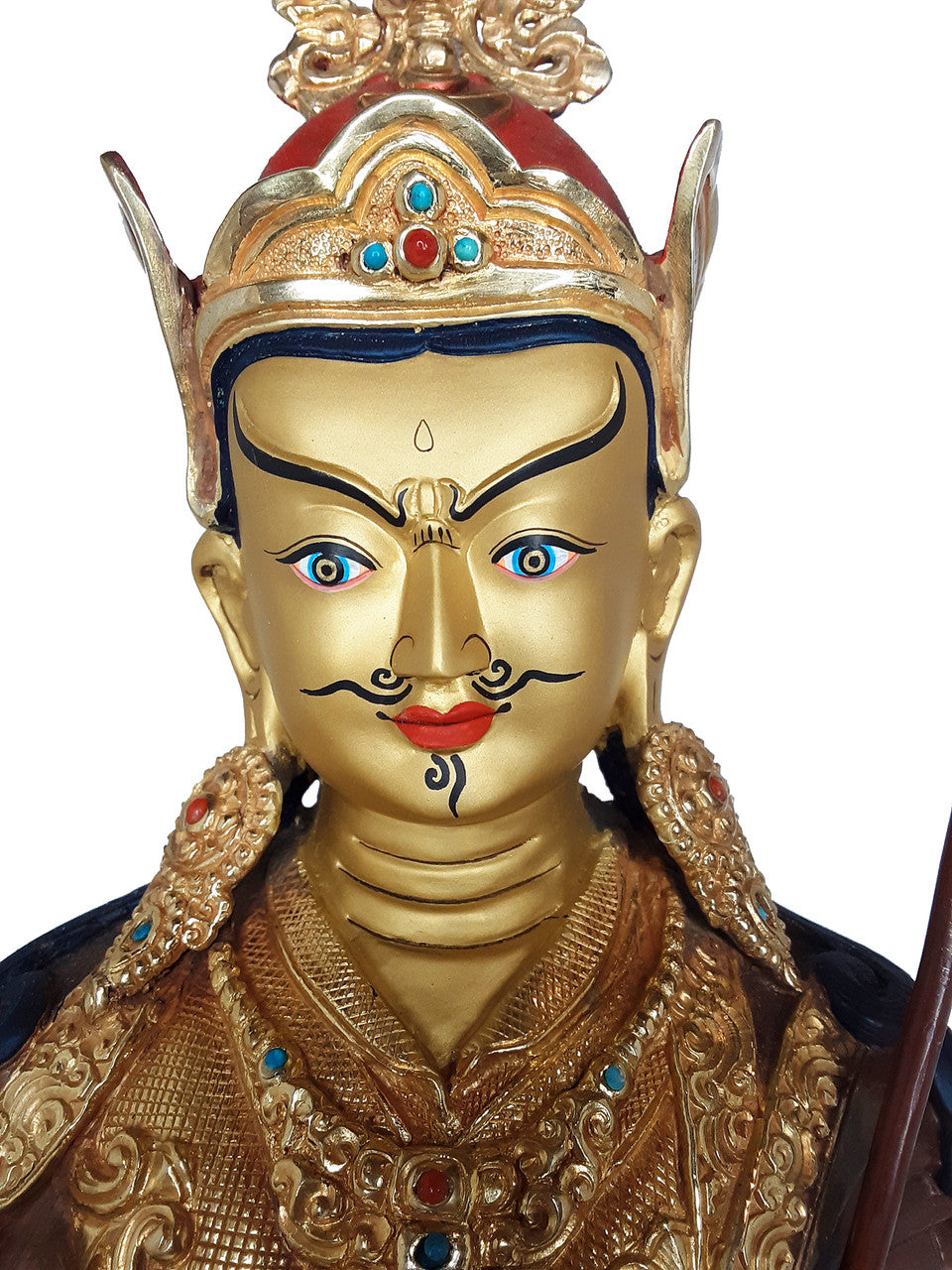 Guru Rinpoche Statue Gold Plated 14"