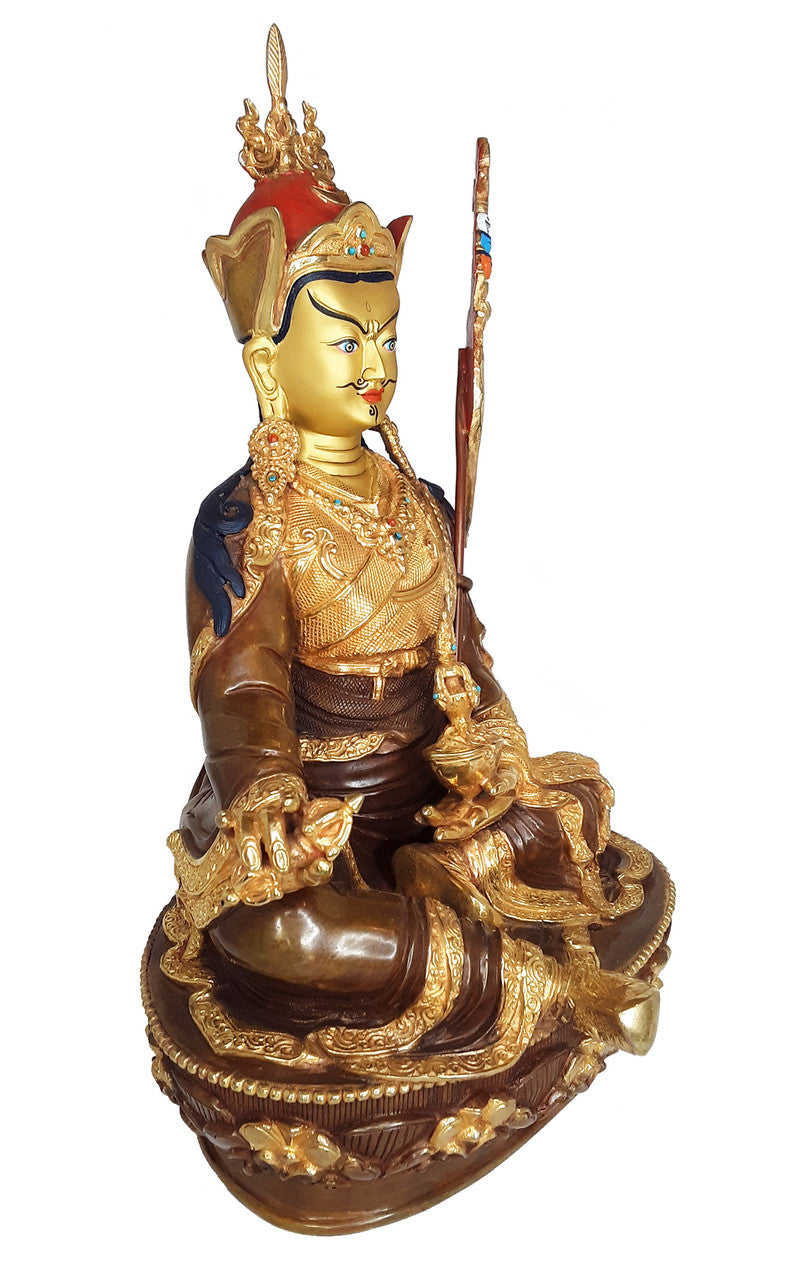 Guru Rinpoche Statue Gold Plated 14"