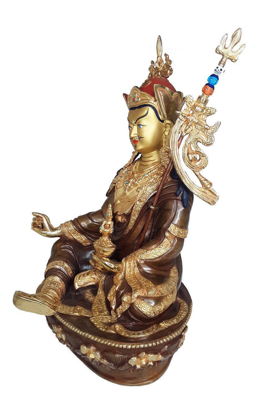 Guru Rinpoche Statue Gold Plated 14"