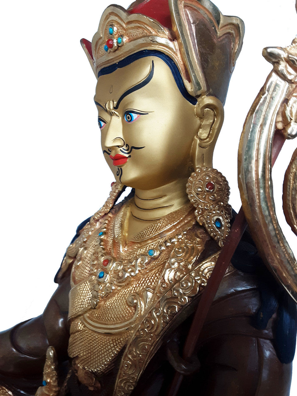 Guru Rinpoche Statue Gold Plated 14"