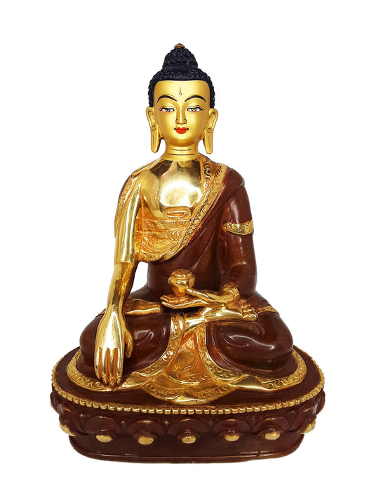 Shakyamuni Statue, Gold Plated 8"
