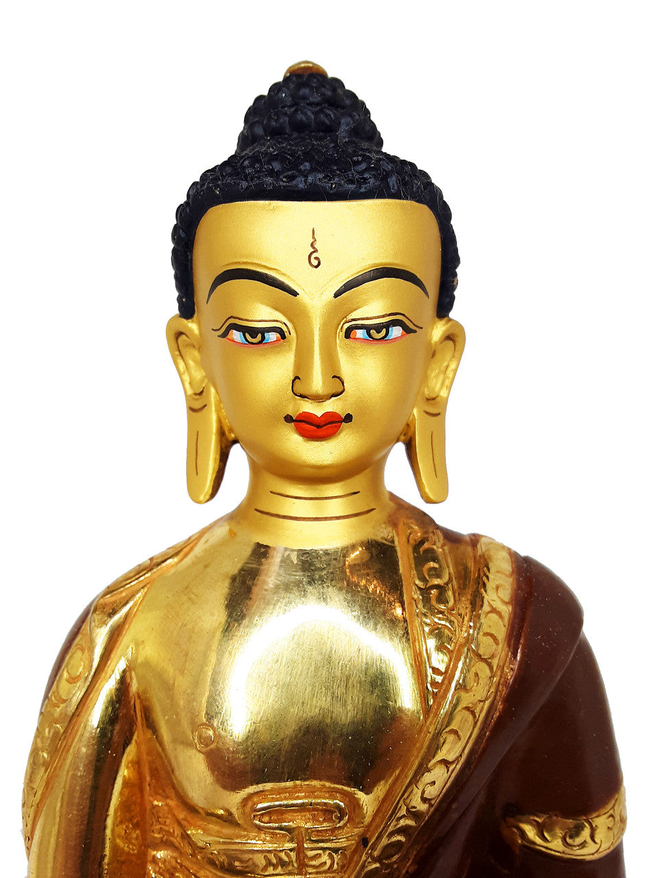 Shakyamuni Statue, Gold Plated 8"