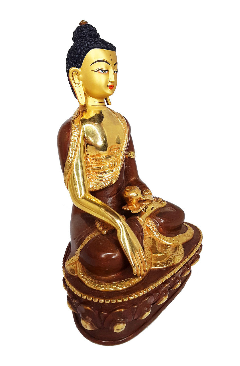 Shakyamuni Statue, Gold Plated 8"